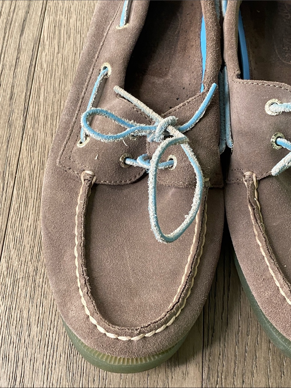 Sperry Gray Suede Boat Shoes with Light Blue Laces Men’s Size 11M - Picture 5 of 10